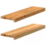 VidaXL Pervaz 2 buc lemn masiv de maro deschis 70x20x2 cm