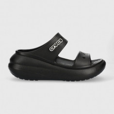 Crocs papuci Classic Crush Sandal femei, culoarea negru, cu platformă 207670