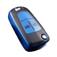 Husa Cheie Auto Opel Astra H, Corsa D, Cheie Briceag, Tpu, Aspect Piele, Albastru