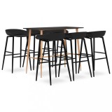 vidaXL Set mobilier de bar, 7 piese, negru