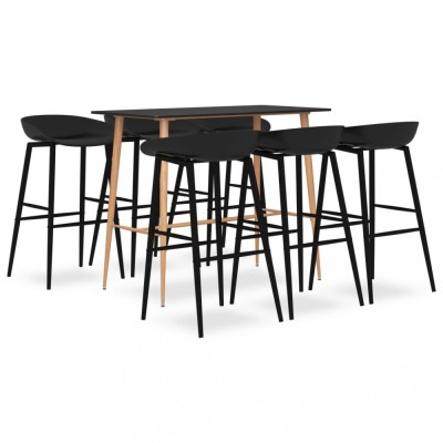 Set mobilier de bar, 7 piese, negru foto