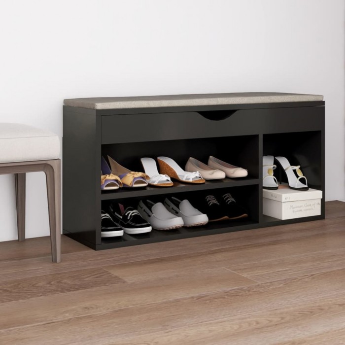 Gossi bancheta pantofar cu perna, gri, 104x30x49 cm, lemn prelucrat