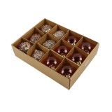 Globuri de Craciun, roz, HS96660, 8 cm, sticla, rotunde, set 12 bucati