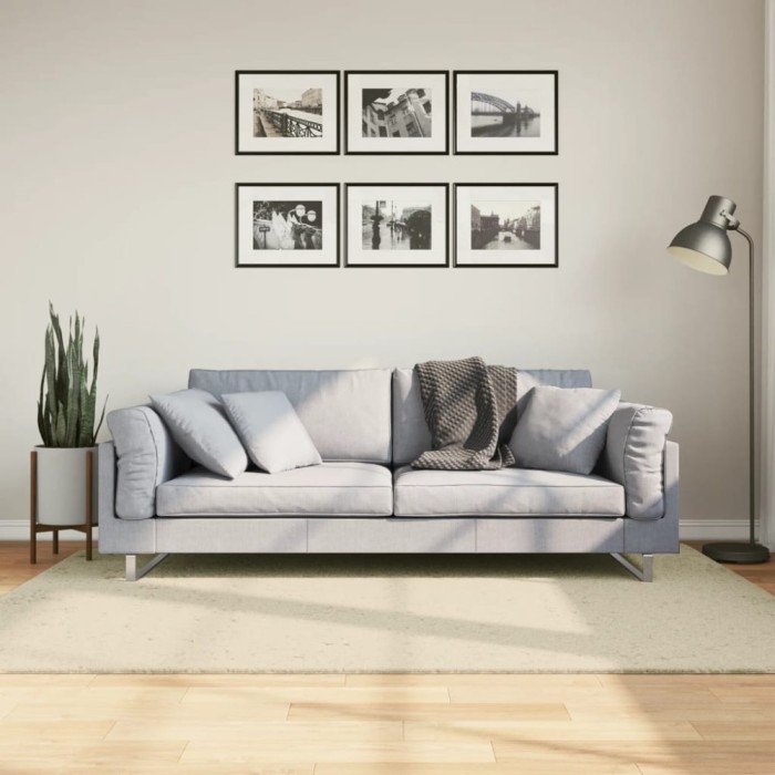 Covor HUARTE, fir scurt, moale și lavabil, crem, 140x200 cm