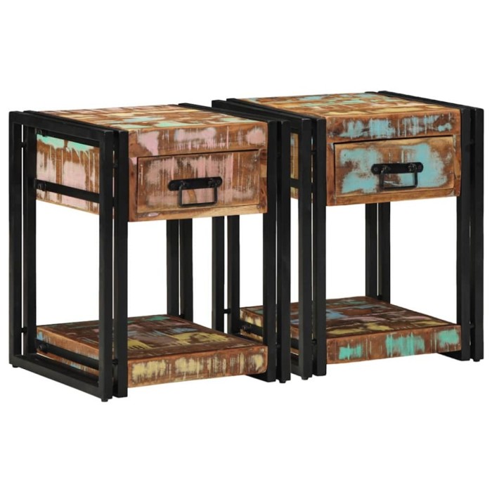vidaXL Dulap de noapte cu sertar 2 pcs Multicolour 40 x 40 x 50 cm 4016703