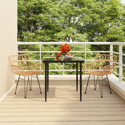 vidaXL Set mobilier de grădină, 3 piese, poliratan foto
