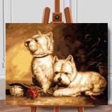 Set pictura pe numere (panza) Catei Westie 40x50 cm, Jad