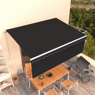 vidaXL Copertină retractabilă manual cu stor, antracit, 4x3 m foto