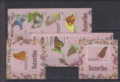Grenada, insecte, fluturi, 2 blocuri si seria in straifuri, 2014, MNH foto