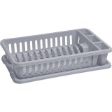 Scurgator de vase Curver Lux gri cu suport tacamuri, 42x26,5x8,8 cm
