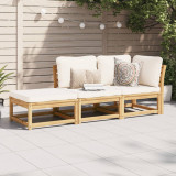 VidaXL Set mobilier de grădină cu perne, 3 piese, lemn masiv acacia
