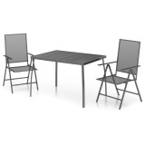Cumpara ieftin Set de masa gradina, 3 piese, antracit, otel