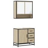 Cumpara ieftin Set mobilier de baie, 2 piese, stejar sonoma, lemn prelucrat