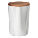 Recipient Depozitare, Model Fără Brand, Alb, Plastic, Capac Lemn, Capacitate 0,9L, Oem