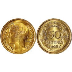 Franta 1938 - 50 centimes, circulata
