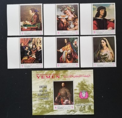 YEMEN K.- PICTURA- SALVATI MONUMENTELE FLORENTEI-6 V.+1 S/Sh.DANT.-MNH**YK 038 foto
