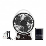 Ventilator cu incarcare solara, AC-DC, 18W, 35cm, 2 becuri led, powerbank,