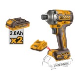 Filetanta cu Impact Profesionala 20V 230Nm Brushless INGCO CIRLI2023E, 0-2600 rpm, 0-2900 bpm, prindere 1/4", 2 acumulatori 2Ah + incarcator + accesor