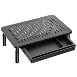 Suport multifunctional reglabil pentru laptop,monitor si imprimanta,cu 3 trepte de ajustare a inaltimii,sertar integrat pentru depozitarea accesori