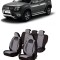 Set huse scaune compatibile Dacia Duster 2010-2017 Piele + Textil (Compatibile cu sistem AIRBAG)
