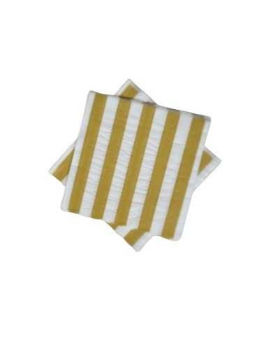 Set 10 servetele dungi albe/aurii 33x33 cm