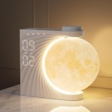 Lampa lunara cu ceas desteptator, RETEYUNG, 2 alarme, RGB 8 culori, 10 sunete naturale, simulare rasarit, 16.5x11x15.5 cm