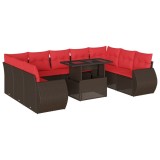Cumpara ieftin Set canapele de gradina cu 10 piese si perne, poliratan maro