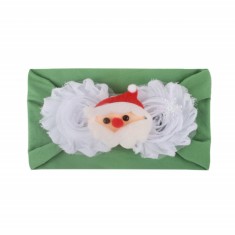 Bentita verde cu alb lata pentru fetite - Mos Craciun