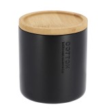 Cutiuță Rotundă Polirășină &ndash; Negru/Bamboo 9.5&times;11 Cm