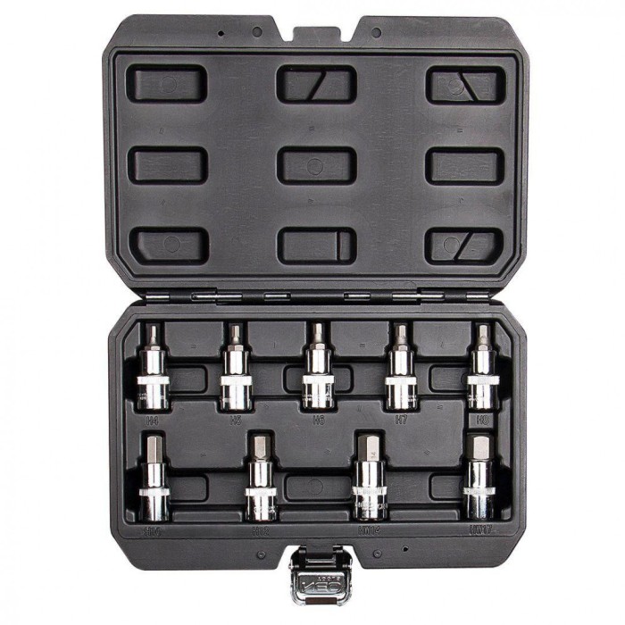 Capete Tubulara 1/2&amp;#39;&amp;#39; cu antrenor hexagonal 55m, 9 buc -set 08-705