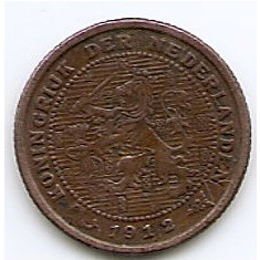 Olanda ½ Cent 1912 - Wilhelmina, Bronz, 14 mm KM-138