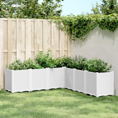 Jardiniera de gradina, alb, 160x160x53 cm, PP GartenMobel Dekor foto
