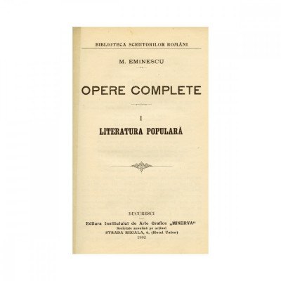 Mihai Eminescu, Opere Complete. Literatura populară, 1902 foto