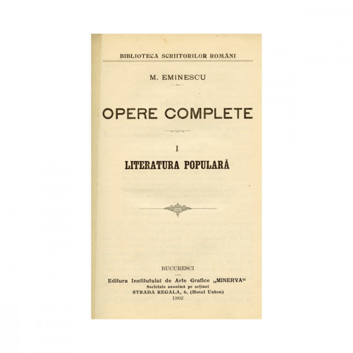 Mihai Eminescu, Opere Complete. Literatura populară, 1902