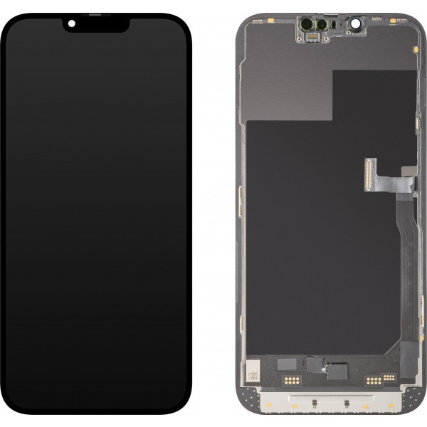 Display cu Touchscreen MP compatibil cu Apple iPhone 13 Pro Max, cu Rama, Versiune Soft OLED 120Hz FHD Diagnostic, Negru