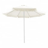 Umbrela pentru gradina/terasa Nagida, Pakoworld, 300x300x240 cm, otel/textil/aluminiu, ecru/alb