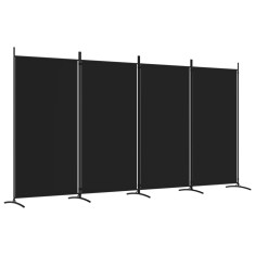 Paravan de camera cu 4 panouri, negru, 346x180 cm, textil foto