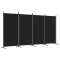 Paravan de camera cu 4 panouri, negru, 346x180 cm, textil