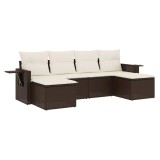 Cumpara ieftin Set canapele de gradina cu perne, 6 piese, maro, poliratan