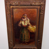 Pan Ioanid (1878-1956) "Frumoasa florareasa", ulei/caton, tablou autentic