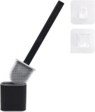 Perie de toaleta cu suport Caliyo, silicon/plastic, negru/gri