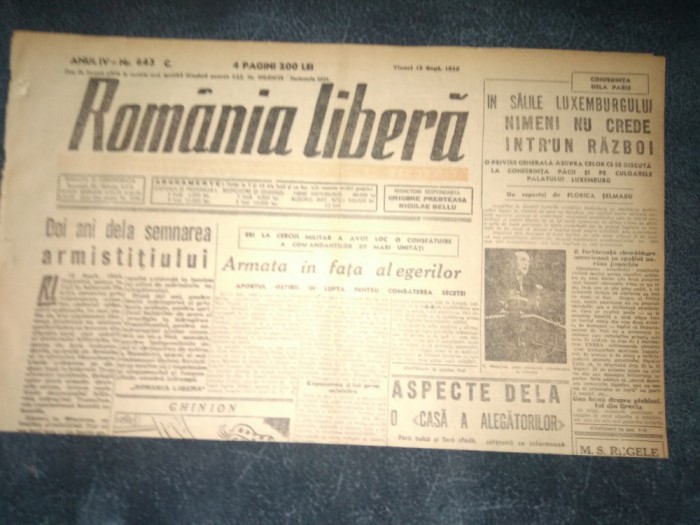 ZIAR ROMANIA LIBERA 13 SEPTEMBRIE 1946