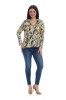 Bluza Dama Eranthe, Multicoloră, Imprimeu Floral, Decolteu V, Vascoză, Mărimea XL
