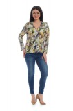 Bluza Dama, Multicolora, cu Imprimeu Floral si decolteu V - XL