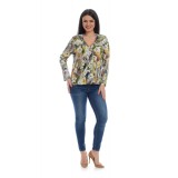Bluza Dama, Multicolora, cu Imprimeu Floral si decolteu V - M