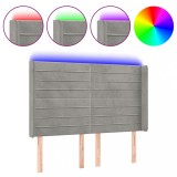 Cumpara ieftin Tablie de pat cu LED, gri deschis, 147x16x118/128 cm, catifea