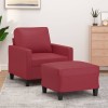 VidaXL Fotoliu canapea cu taburet, roșu vin, 60 cm, piele ecologică 3201022