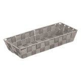 Cos de depozitare impletit, gri taupe, cu cadru metalic, 36x16x10 cm, CMCLASS