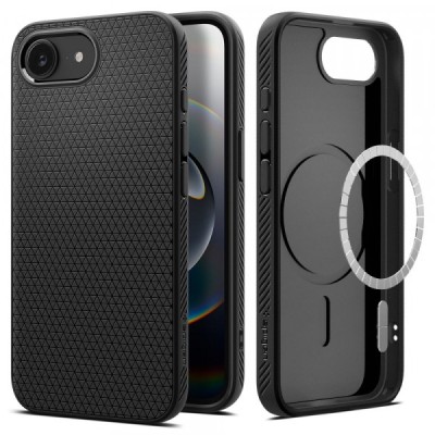 Husa MagSafe pentru Apple iPhone 16e, Spigen, Liquid Air, Neagra Mata foto