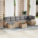 vidaXL Set canapele de grădină, 8 piese, cu perne, bej, poliratan